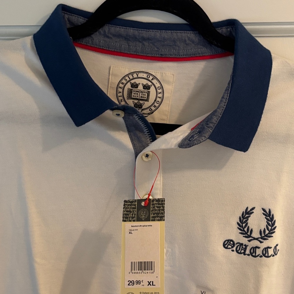 OUCC Men's Polo Shirt - White with Blue Collar